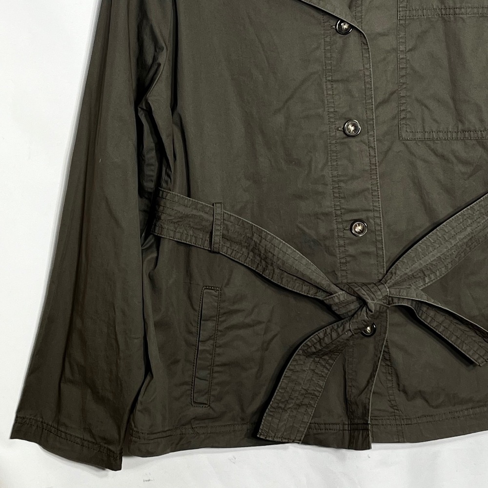 Cato Est. 1946 Women Large Olive Green Cotton Belted Utility Jacket Button Front - Picture 4 of 8